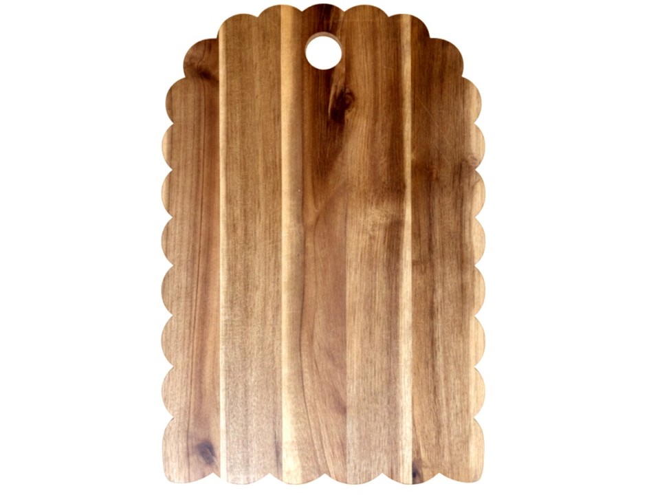 Top-tier Scalloped Acacia Wood Cutting Board with Hanging Hole